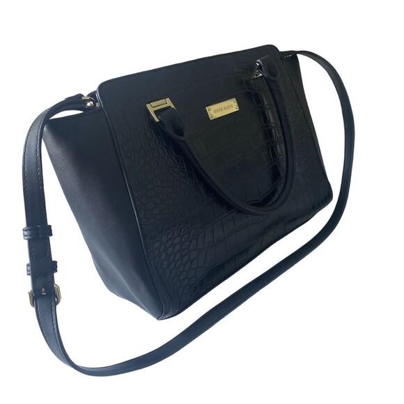 ANNE KLEIN Black Cocodrile Faux FLeather Tote Handbag Shoulder Strap New /no Tag - Picture 13 of 14